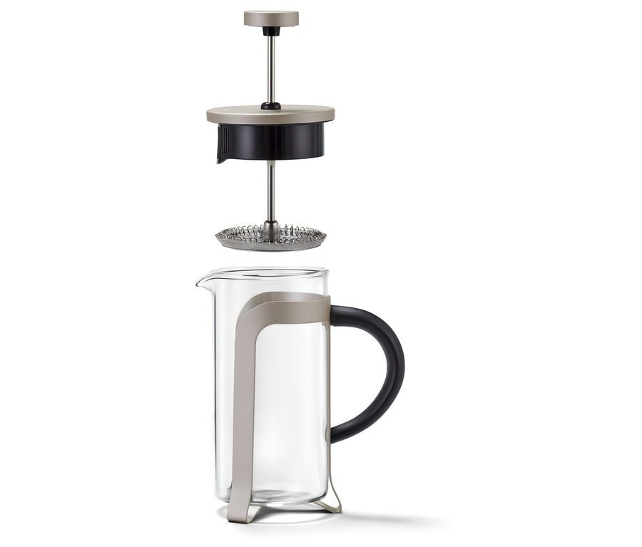 Demonte edilmiş French Press 300 ml, 2 Fincan, Şampanya rengi.