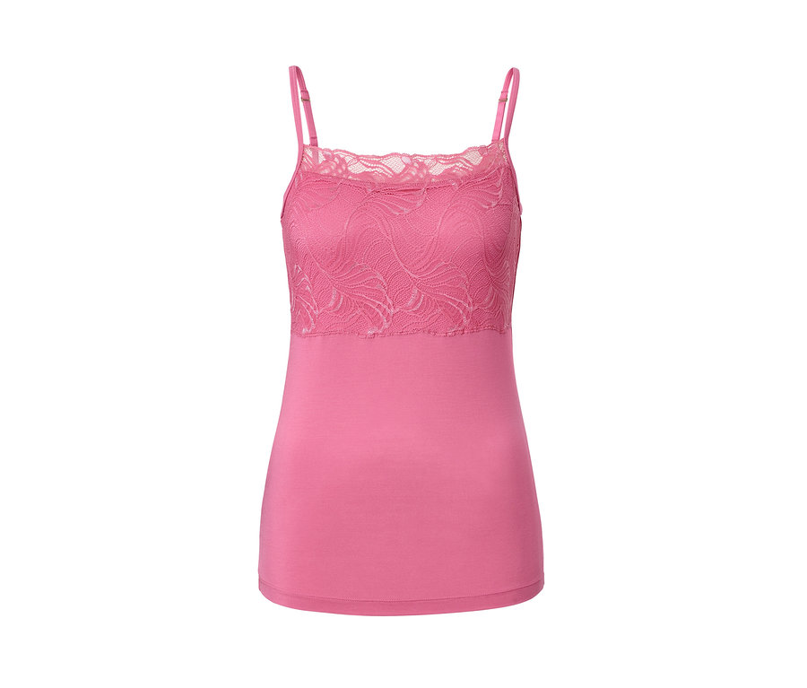 Gül kurusu renginde, göğüs kısmı dantelli modal atlet.