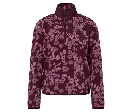 Bordo çiçek desenli polar üst.