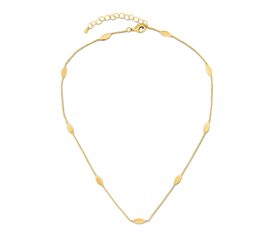 Altın renkli kolye.