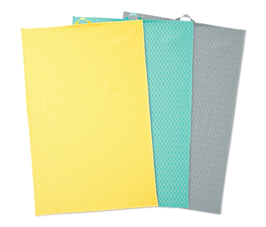 Sarı, turkuaz ve gri Bulaşık Bezi.