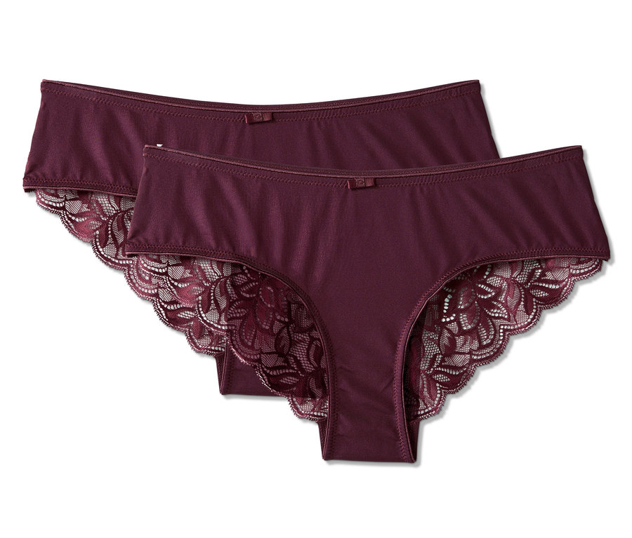 Bordo renkli, dantelli, Brezilya Modeli Slip Külot.