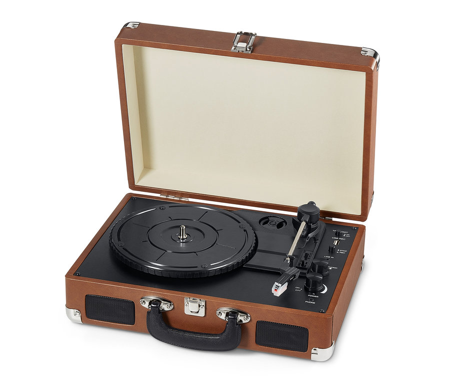 Açık kahverengi Taşınabilir Bluetooth® Retro Pikap.