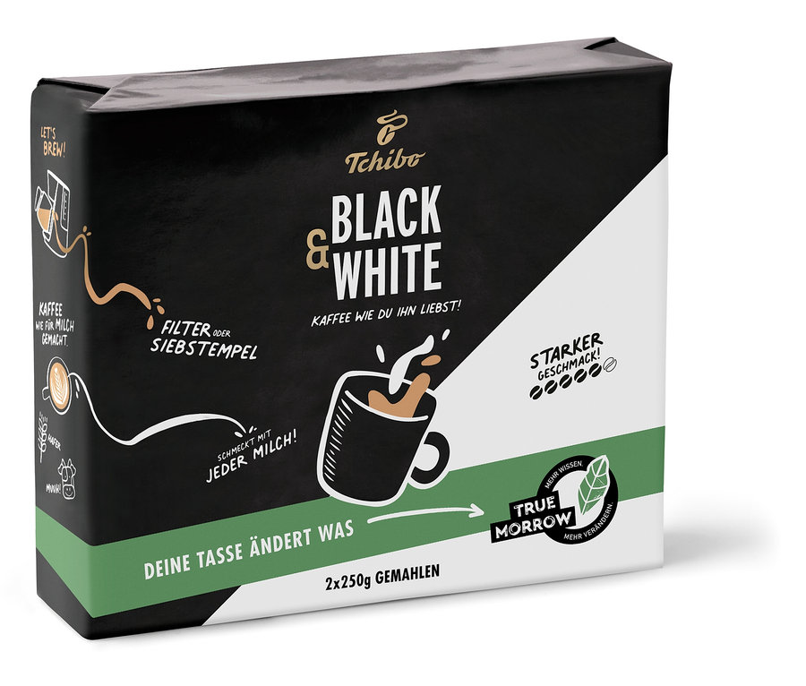 Tchibo Black'N White Öğütülmüş Filtre Kahve 2X250g paketi. 