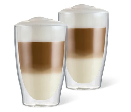 İki adet çift cidarlı latte macchiato bardağı.