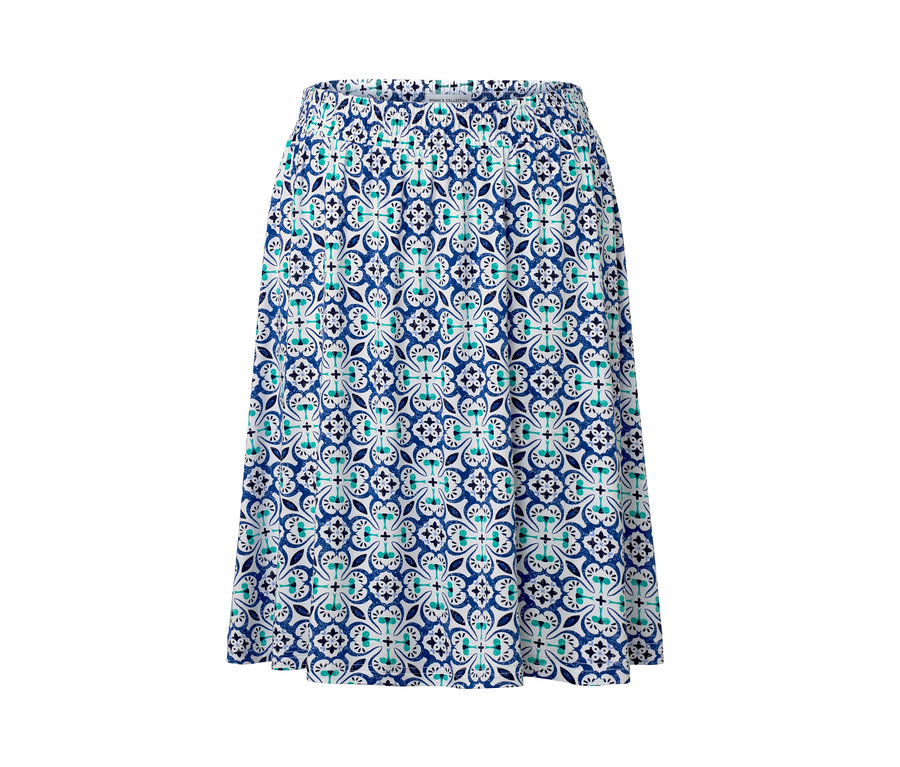 Tamamı baskılı, desenli jersey etek.