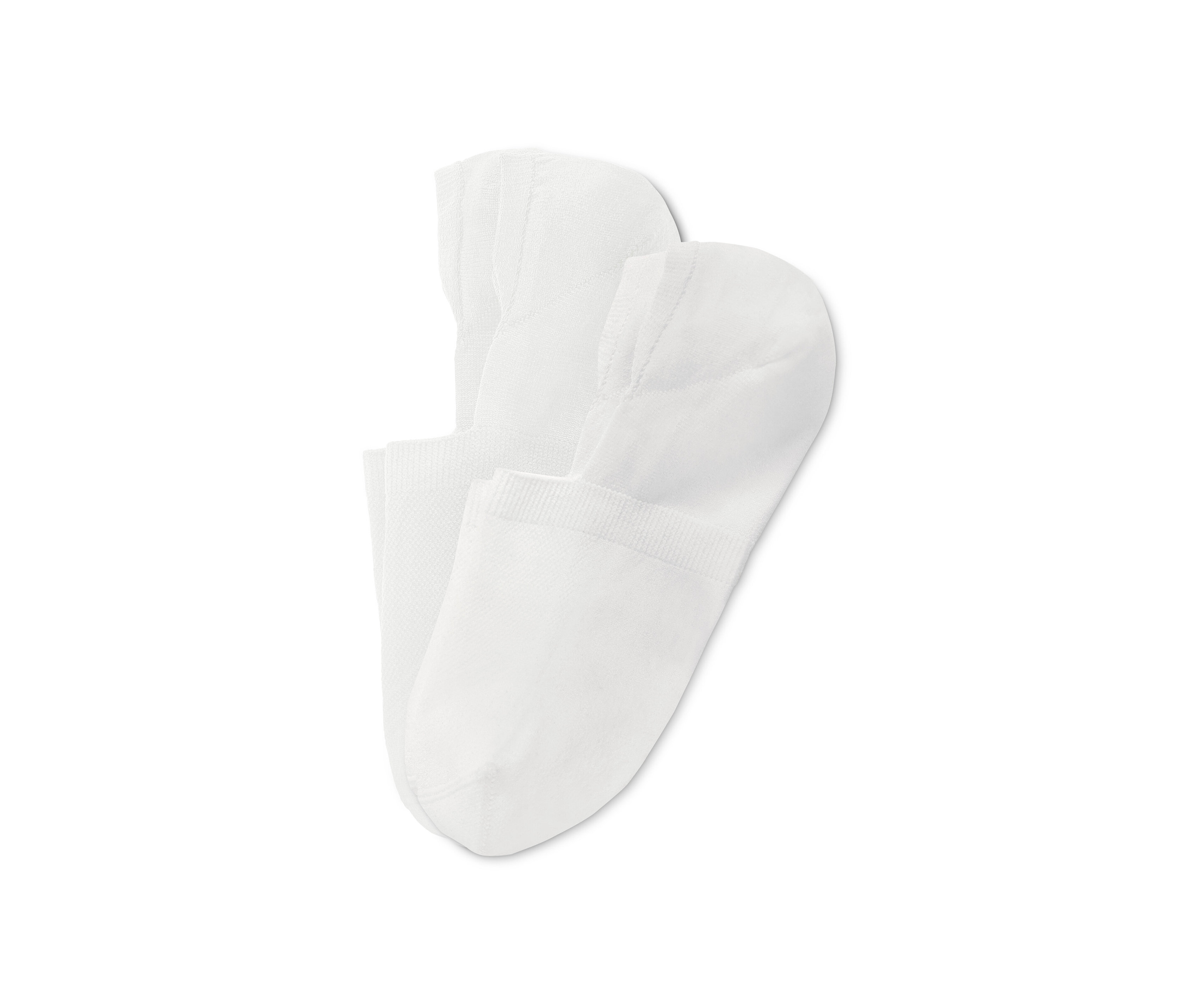 İki çift beyaz babet spor çorabı üst üste duruyor.