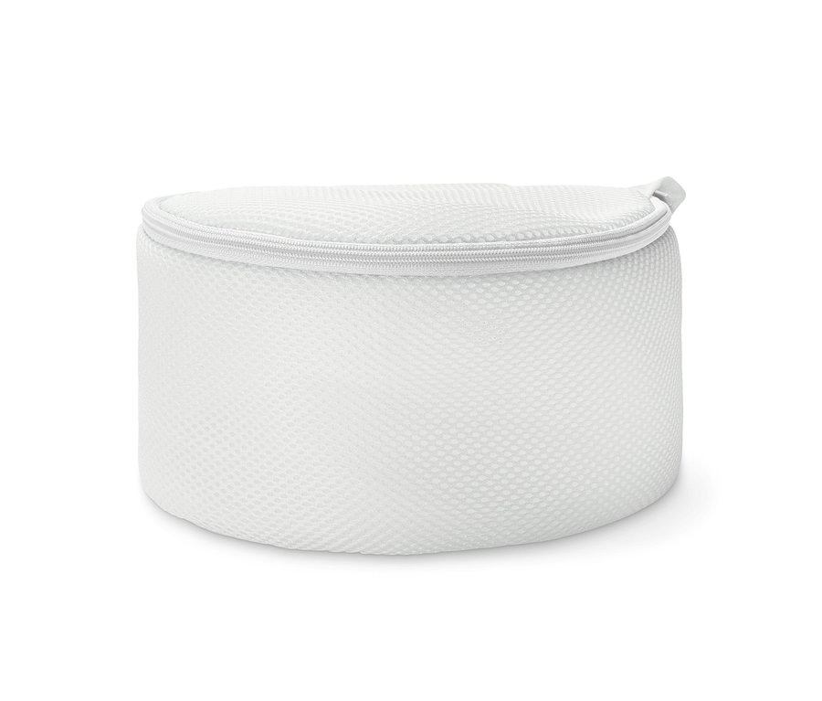 Fermuarlı, beyaz, tekli 2 Adet Sütyen Yıkama Filesi'nin yakın çekimi.