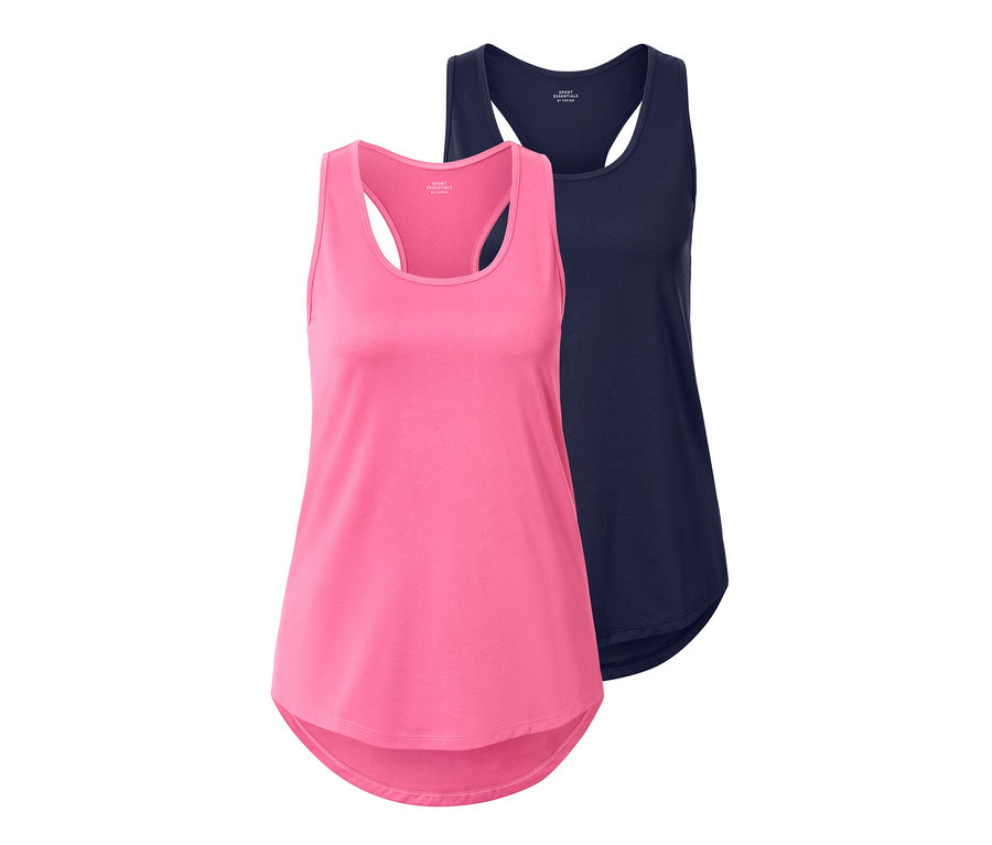 İki adet fonksiyonel atlet, biri pembe ve biri mavi.