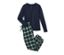 Uzun kollu ve ekose pantolonlu yeşil flanel pijama.