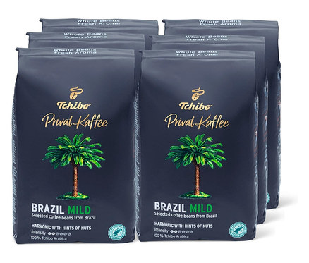 Altı paket Privat Kaffee Brazil Mild Çekirdek Kahve 6 x 500g kahve