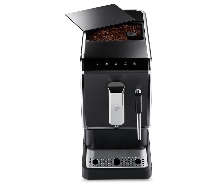 »Esperto Latte« Tchibo Tam Otomatik Kahve Makinesi Antrasit'in önden görünümü.