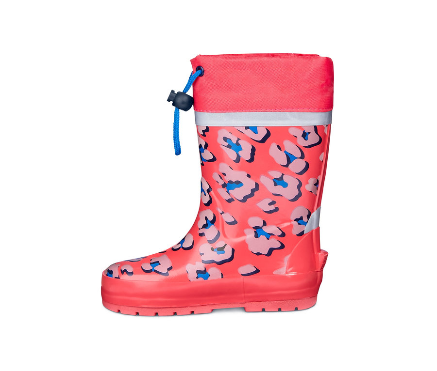 Leopar desenli pembe çocuk yağmur çizmesi.