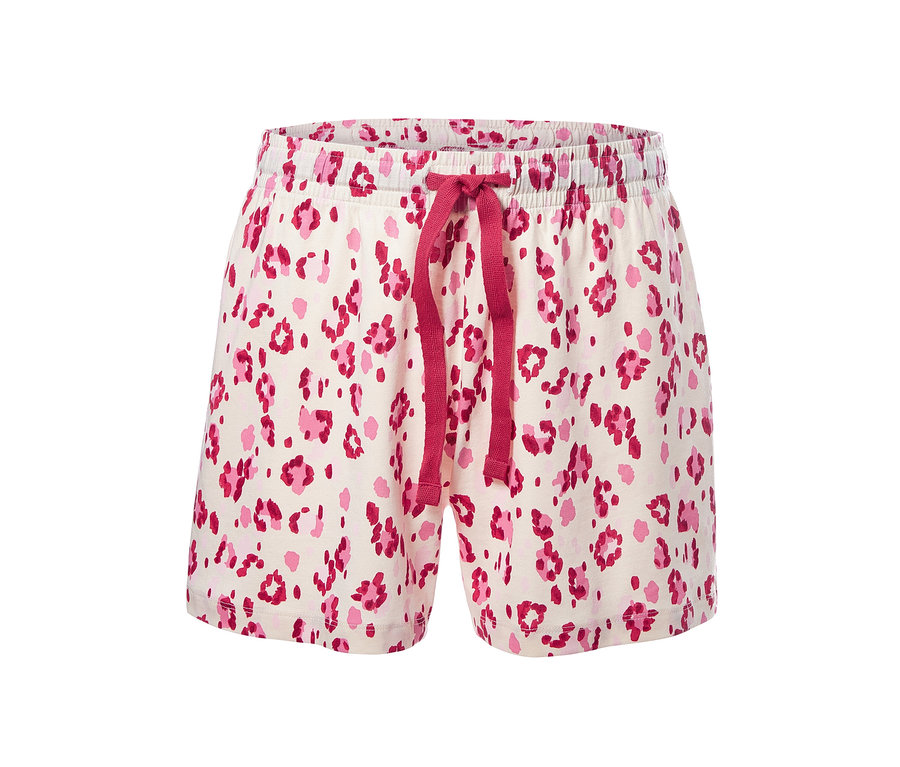 Pembe hayvan desenli ve büzgülü organik pamuklu kısa pijama takımı.