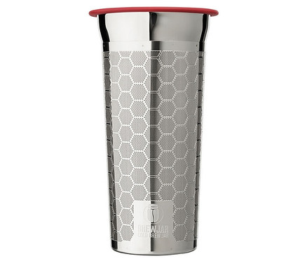 Kırmızı kapaklı paslanmaz çelik soğuk demleme hazırlayıcı "BrewJar".