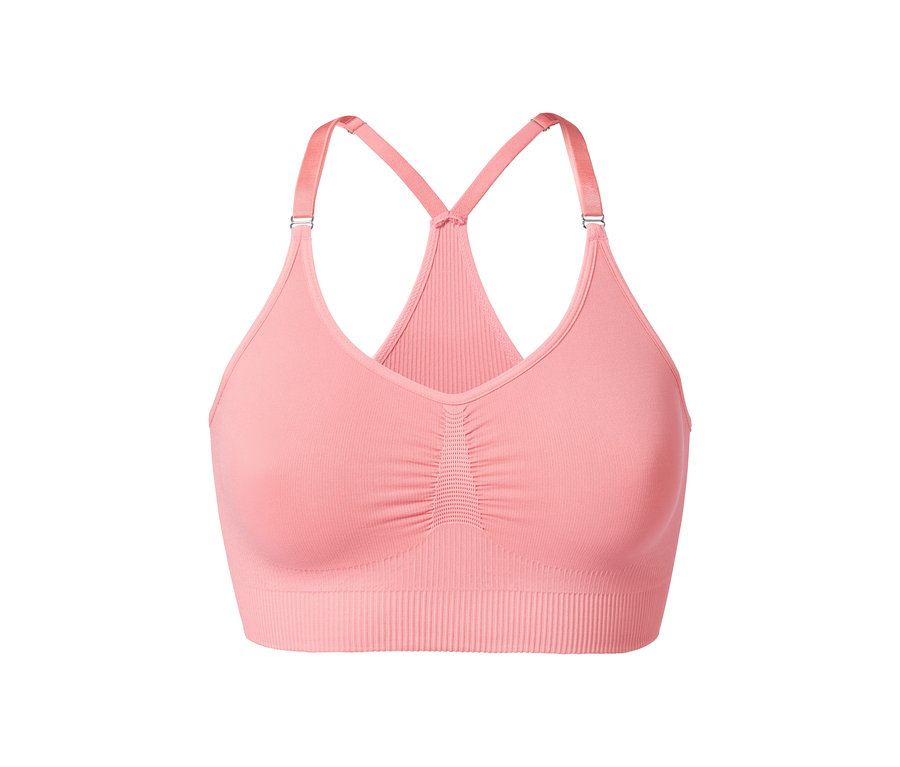 Seamless Spor Sütyeni, Açık Pembe yakın çekim.