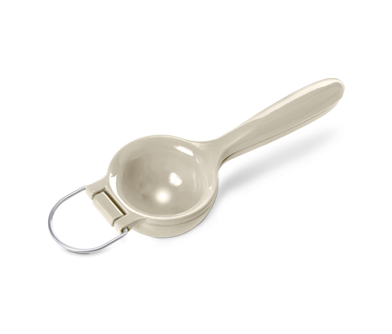 Metal saplı bej renkli narenciye sıkacağı.