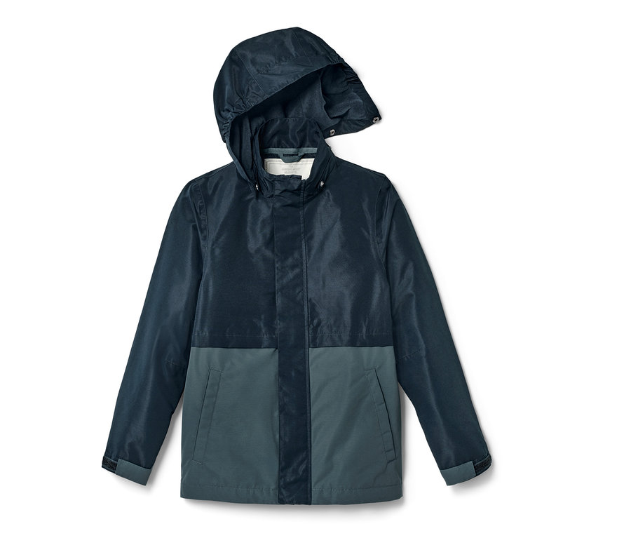 Kapüşonlu lacivert çocuk mevsimlik ceket.