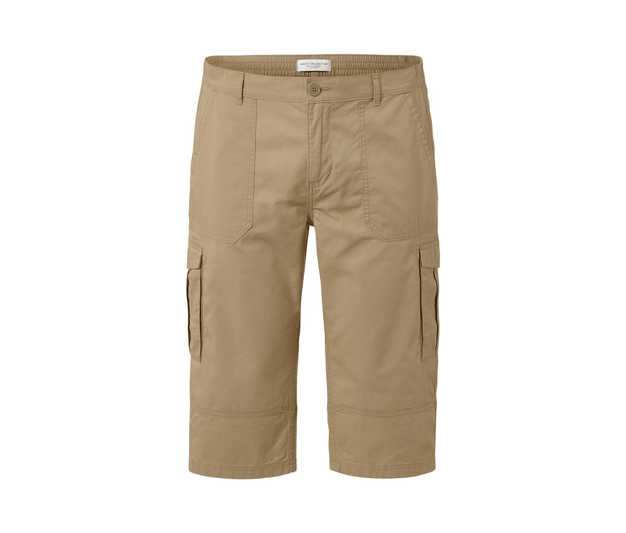 Bej rengi, 3/4 boy kargo bermuda şort