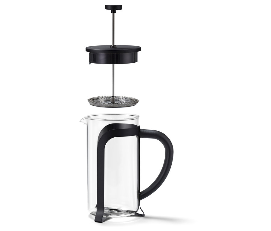 Demonte edilmiş siyah French Press 800 ml, 6 Fincan.