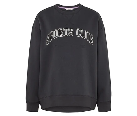 SPORTS CLUB yazılı koyu gri sweatshirt.
