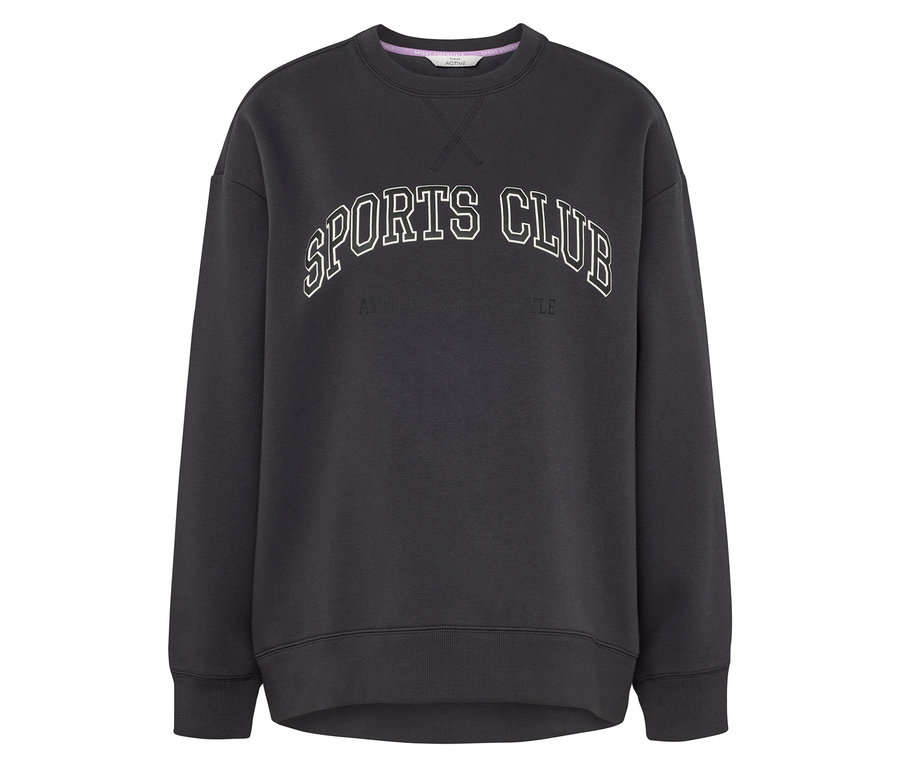 SPORTS CLUB yazılı koyu gri sweatshirt.