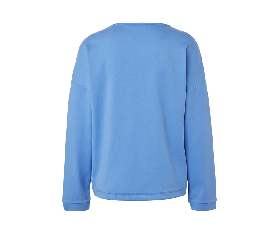 Açık mavi sweatshirt'ün arka görüntüsü.