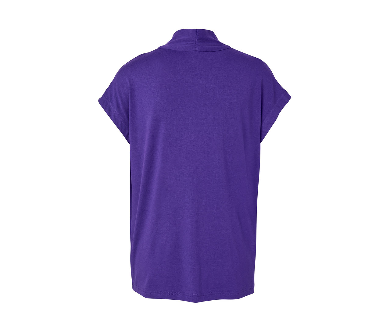 V yakalı, mor renkli bluz tişört