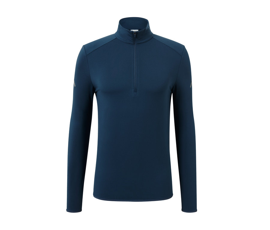 Uzun kollu ve kısa fermuarlı, mavi fonksiyonel termal üst.