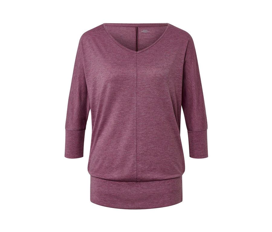 Mürdüm rengi, üç çeyrek kollu yoga üstü.