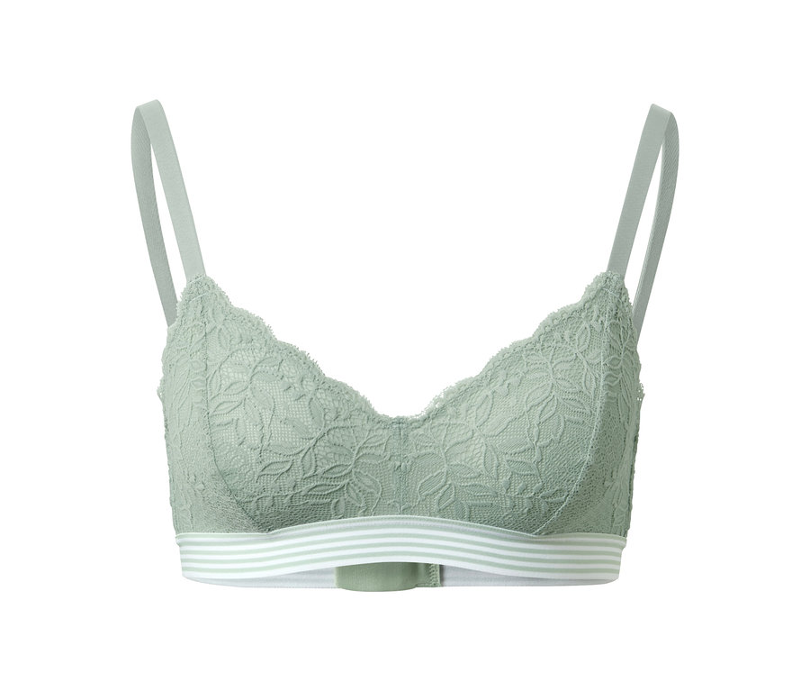 Dantel detaylı, yeşil, yumuşak sütyen.