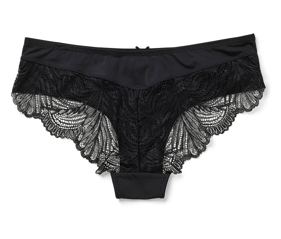 Çiçekli dantel detaylı siyah kadın külodu.