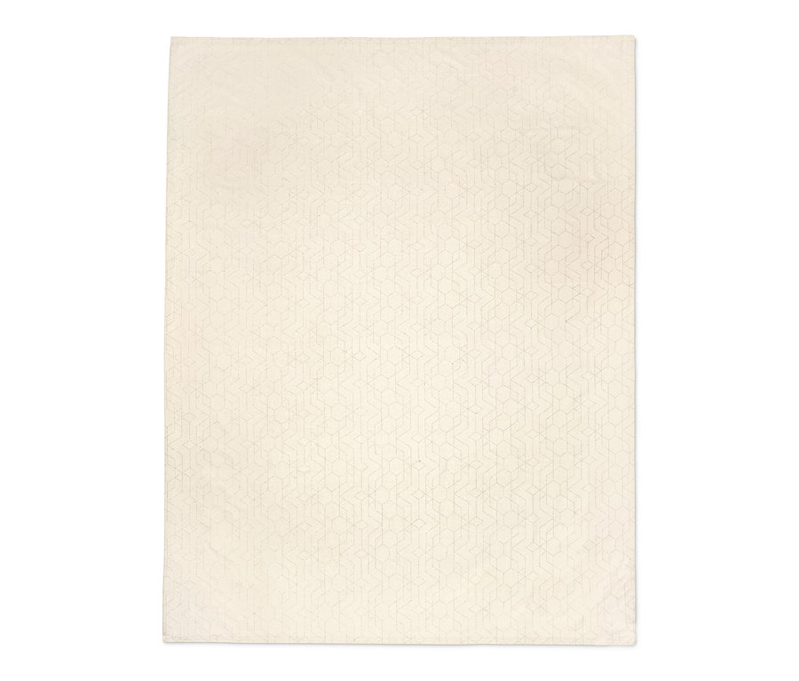 Desenli, krem rengi jakar masa örtüsü.