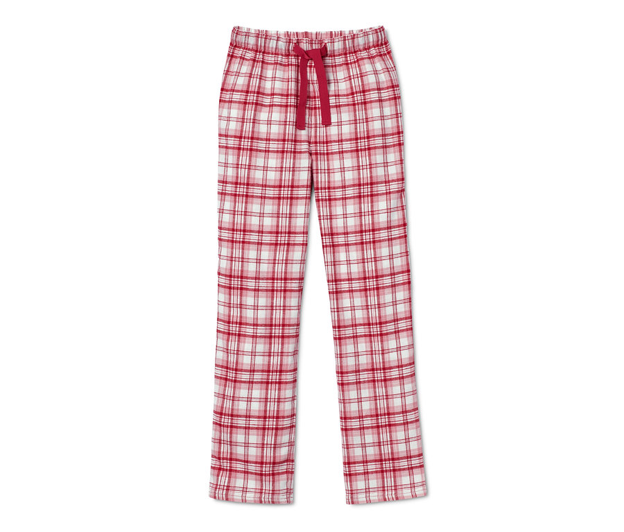 Büzgülü belli, kırmızı beyaz kareli organik pamuklu pijama altı.