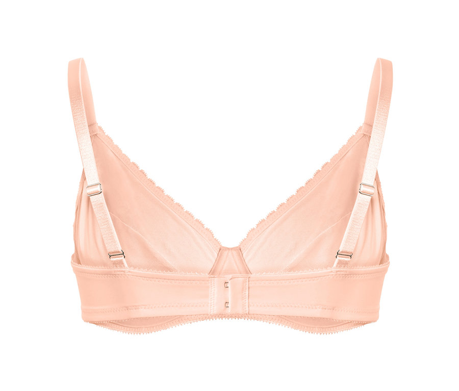 Dantelli balenli kayısı rengi sütyenin arka detay görünümü.