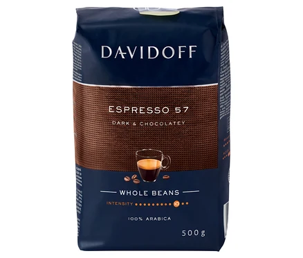 500g'lık DAVIDOFF CAFÉ Espresso 57 - Bütün Çekirdek paketi.