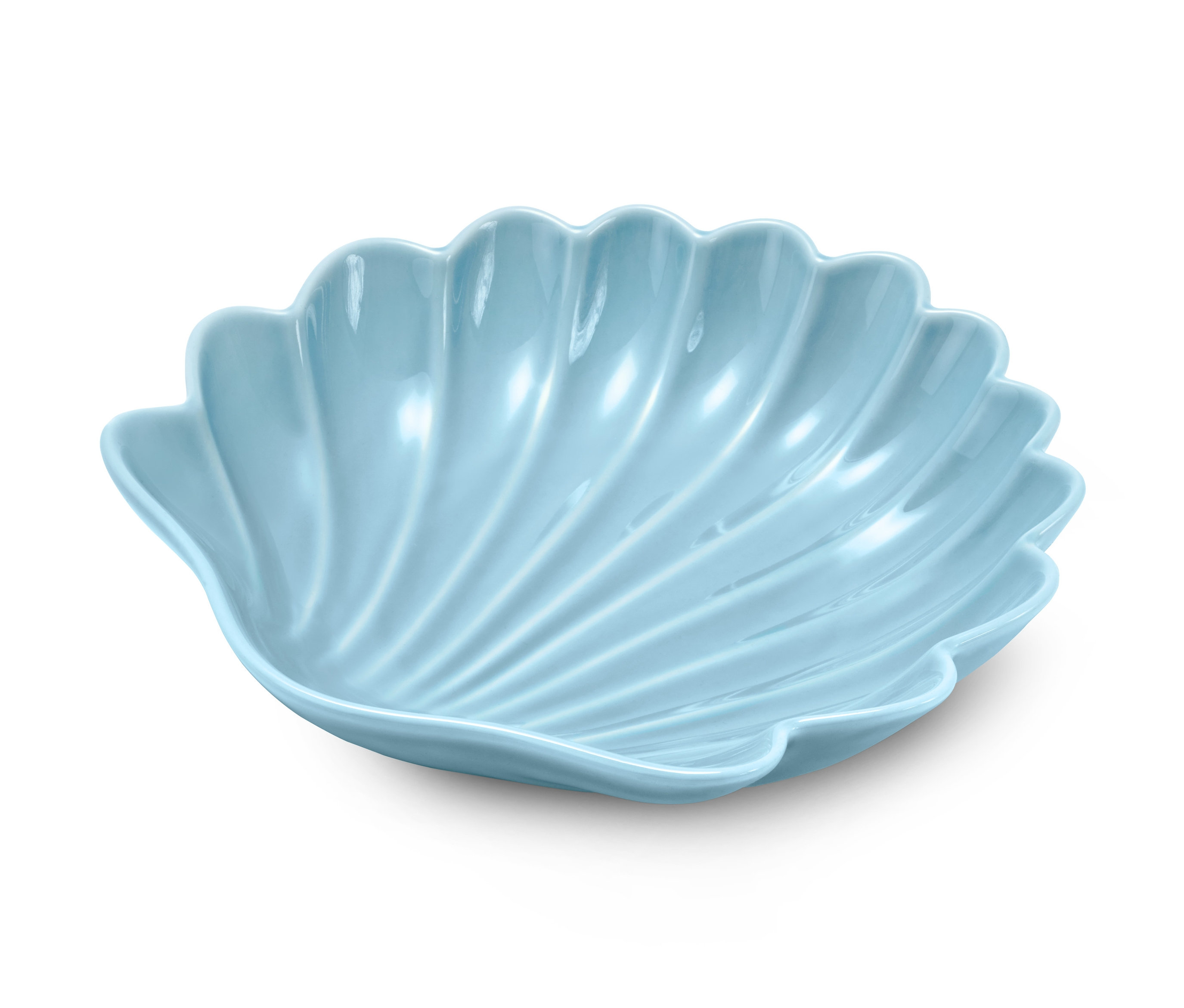 Açık mavi deniz kabuğu şeklinde kase