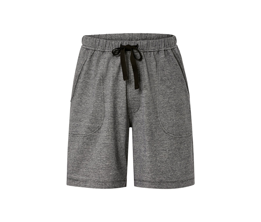 Siyah bağcıklı gri rahat şort.