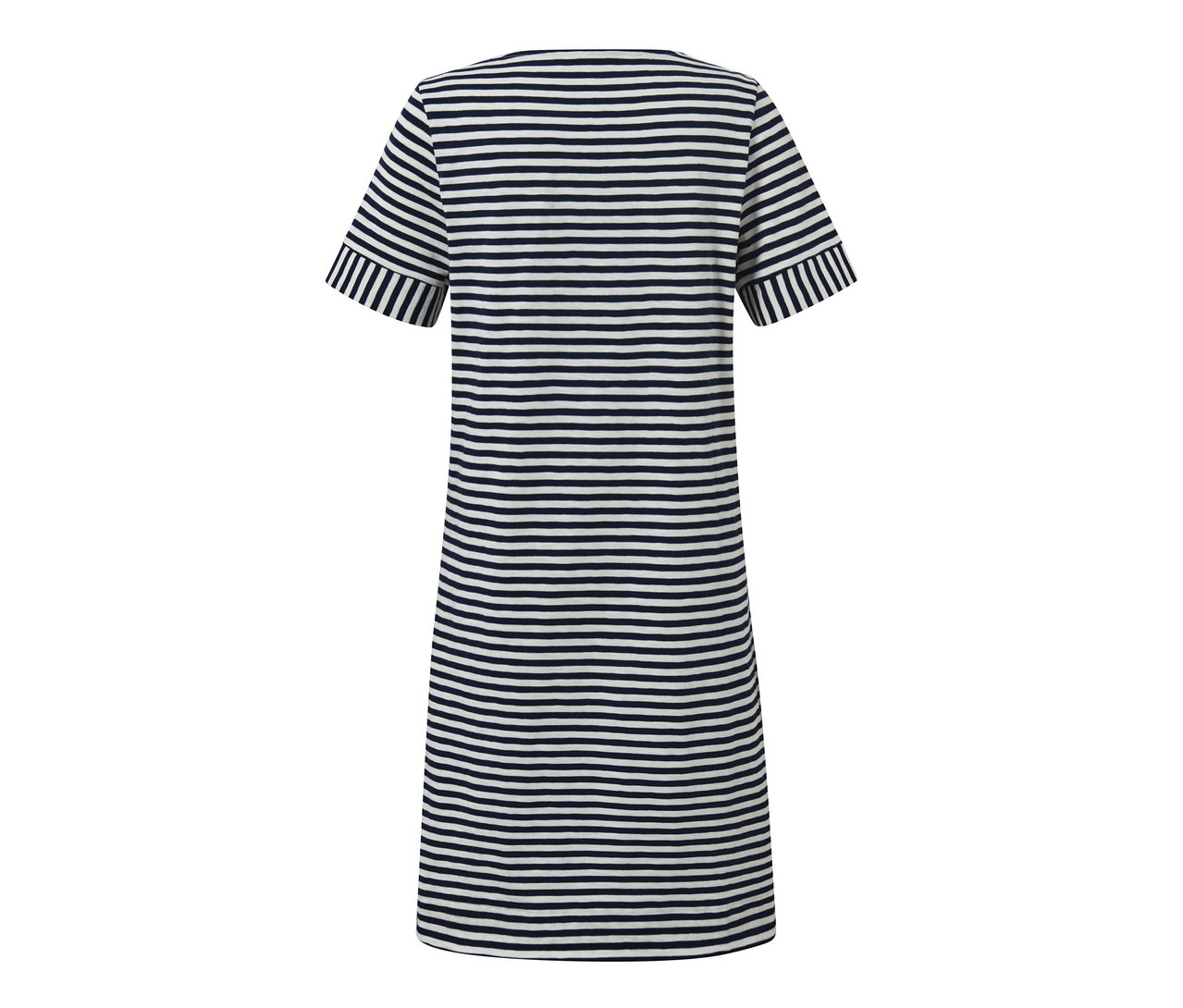 Çizgili jarse elbisenin arkadan görünümü