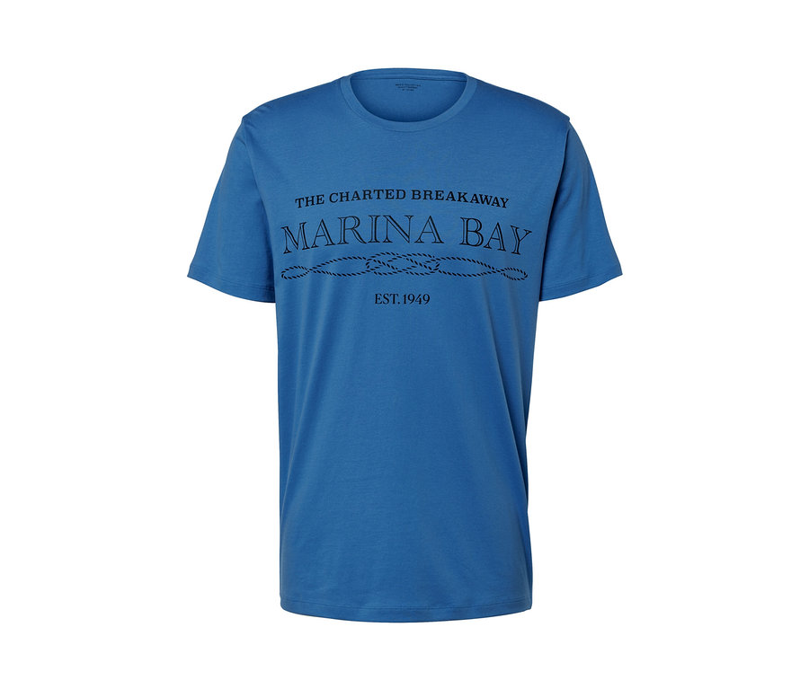 MARINA BAY yazılı mavi tişört