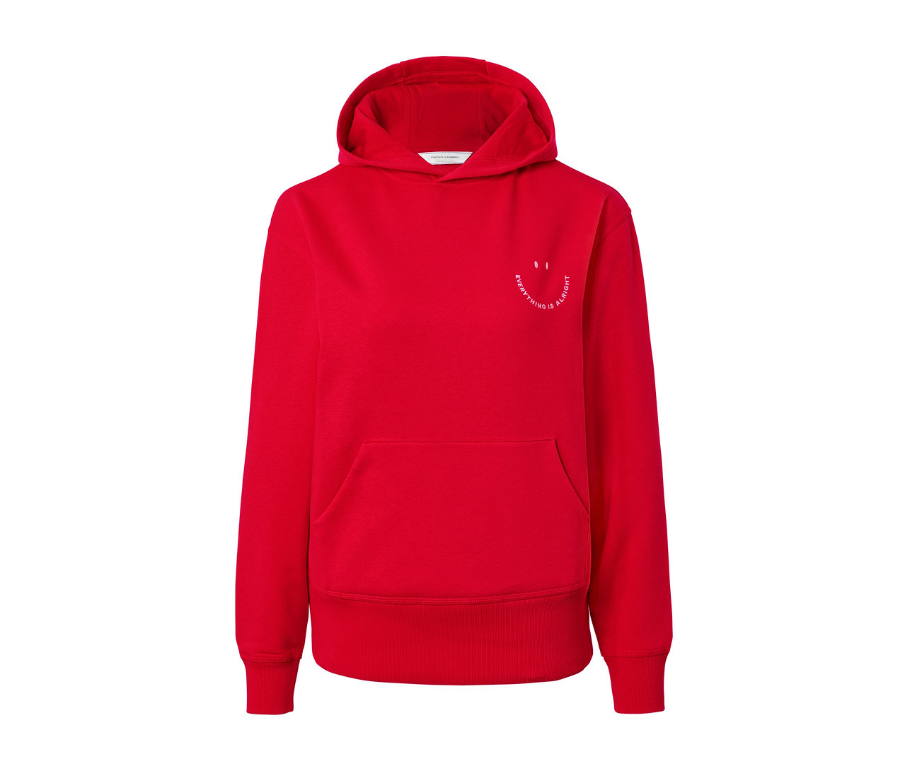 Kırmızı kapüşonlu sweatshirt