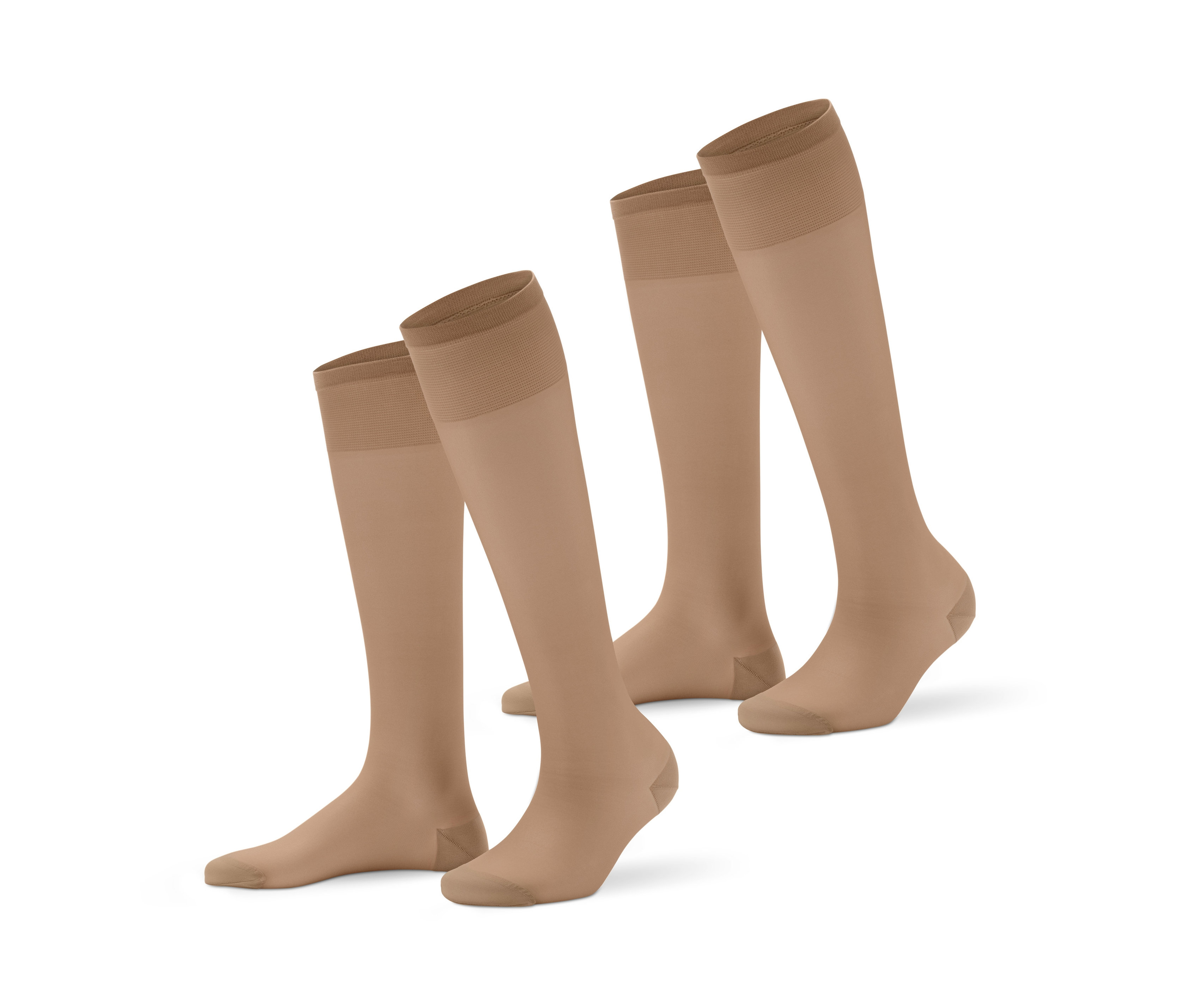 İki çift ten rengi serinletici diz altı çorap.