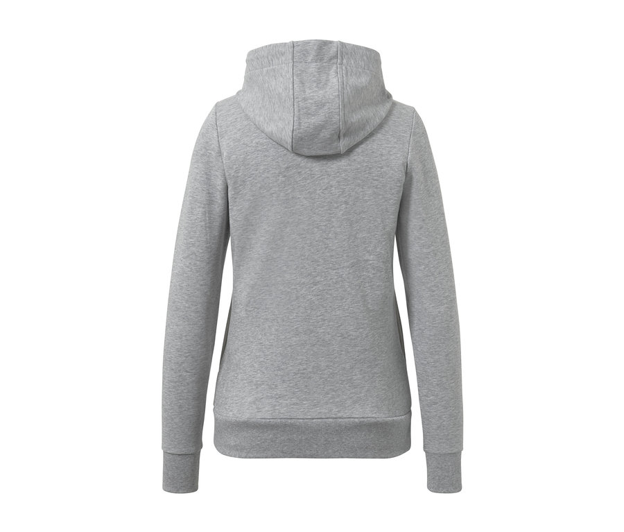 Gri renk kapüşonlu sweatshirt arka görünümü.