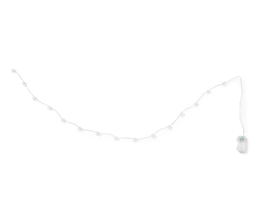 Beyaz bir arka planda Çiçekli LED Işık Zinciri.