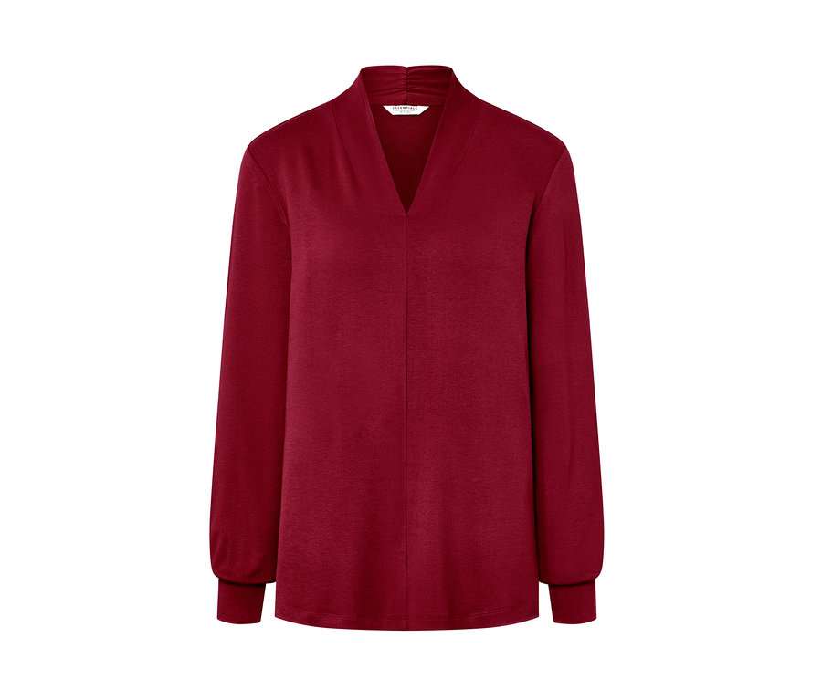 Bordo, uzun kollu, V yaka üst.