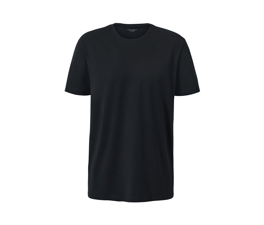 Siyah, kısa kollu, bisiklet yaka tişört.