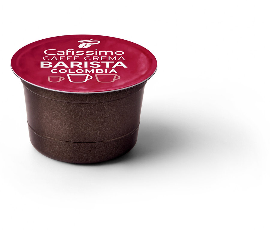 Kahverengi bir Caffè Crema Colombia kapsülünün yakın çekimi.