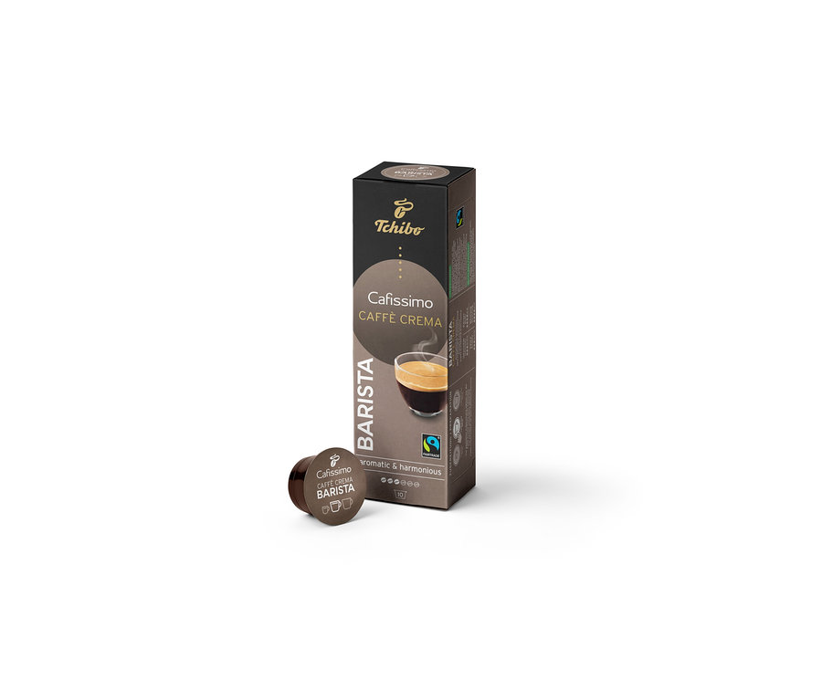 Bir paket Barista Edition Caffè Crema – 10 kapsül ve tek bir kapsül.
