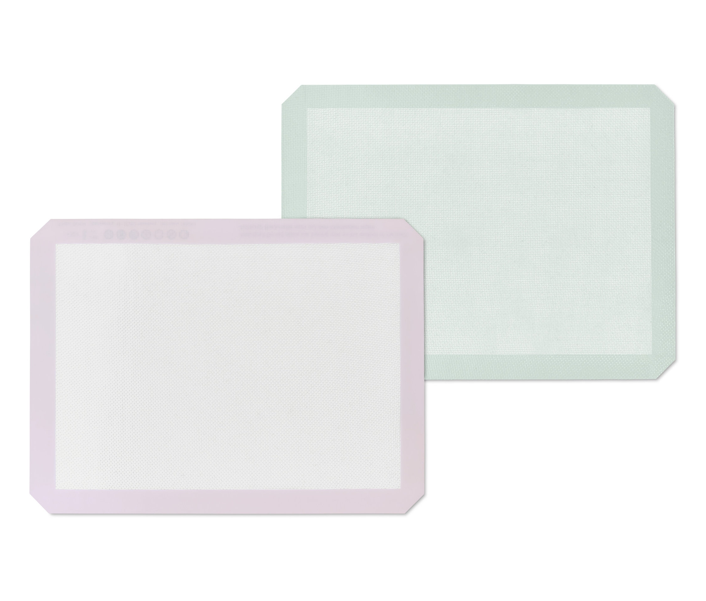 Açık mor ve açık yeşil olmak üzere iki adet Profesyonel Pişirme Matı.