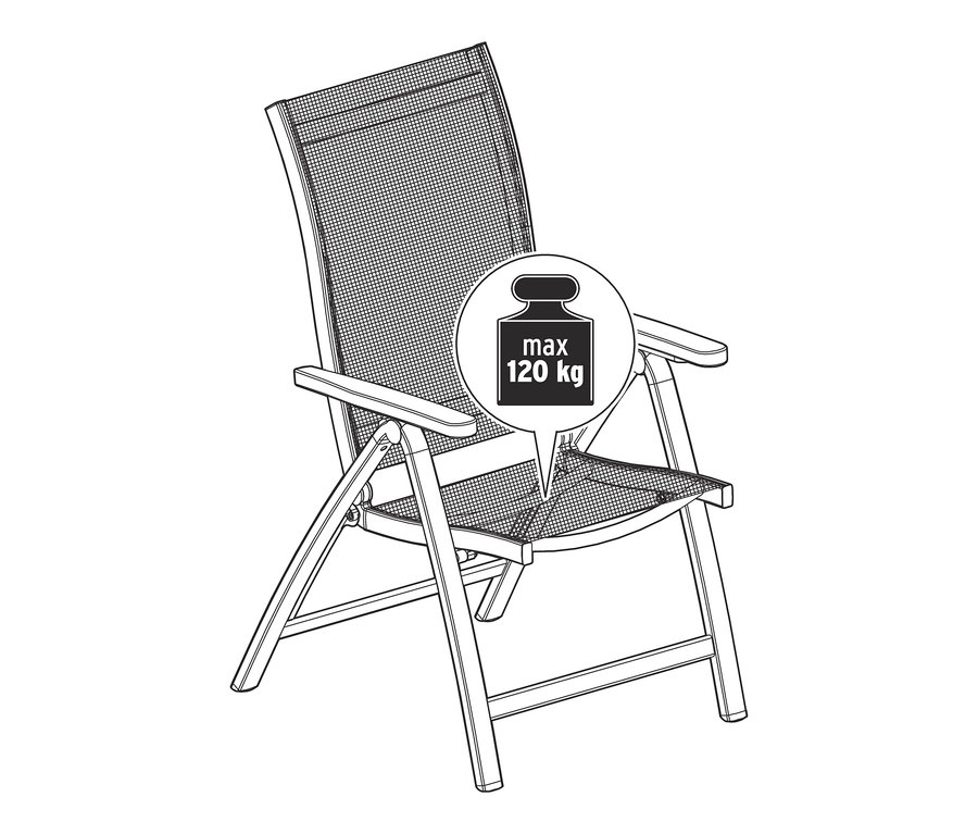 Ayarlanabilir sırtlı »Liska« yüksek sandalye çizimi.